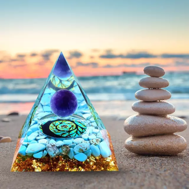 5cm Natural Stone Orgonite Pyramid Amethyst Heal Crystal Orgone Energy Generator