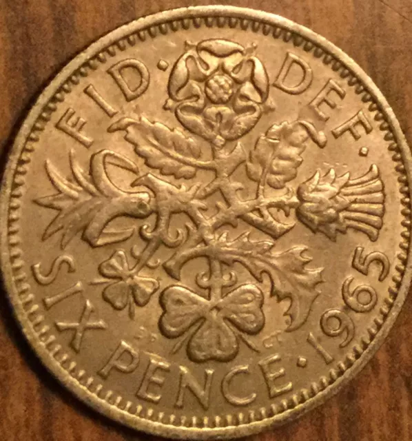 1965 Uk Gb Great Britain Sixpence Coin