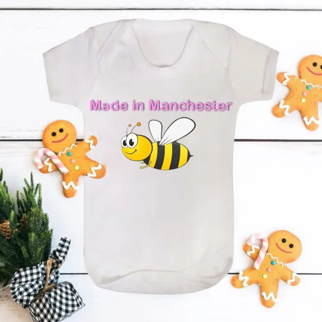 Baby Grow 'Made in Manchester' Bee Babysuits - Rompers Short Sleeve Onepiece