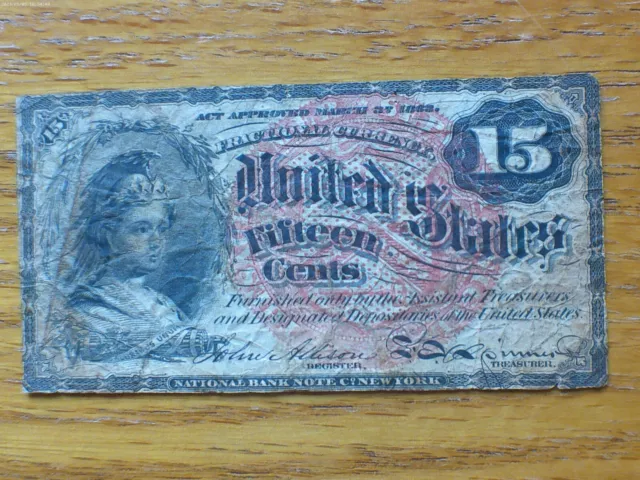 1863 Fourth Issue 15¢ Fifteen Cent Fractional Currency Note