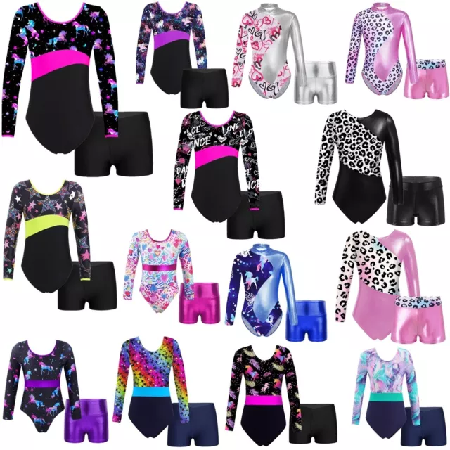 Justaucorps de Gymnastique Danse Justaucorps Tenue de Gymnastique Filles  Sport Gymnastique Justaucorps Vêtements Confortable Élastique à Manches  Longues Danse Outfit7-8y 