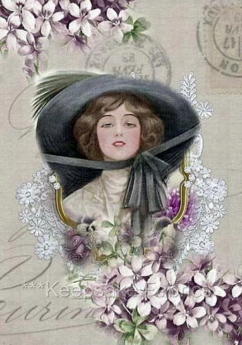 Whimsy Dust Victorian Lady Flowers Fabric Block Multi Szs FrEE ShiP WoRld WiDe