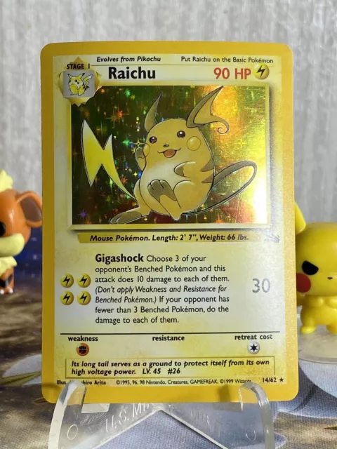 Raichu Fossil Holo Vintage Original Pokemon Card Hp #A