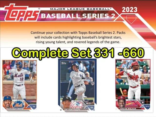 2023 Topps Baseball Series 2 Complete Base Set 331-660 With Rookies