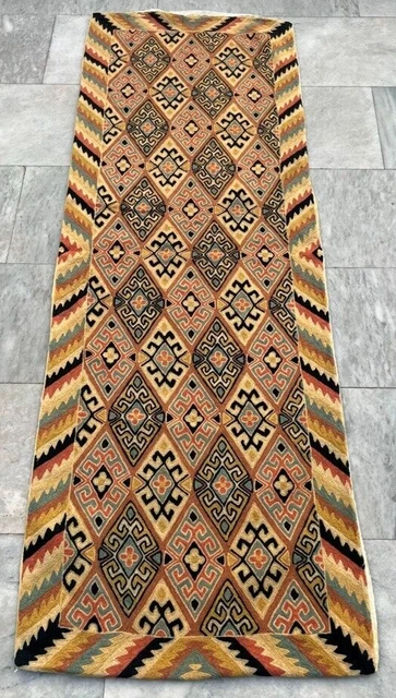 French Style Vintage Aubusson Handmade Boho Aubusson Hallway Runner Rug 2x6 ft