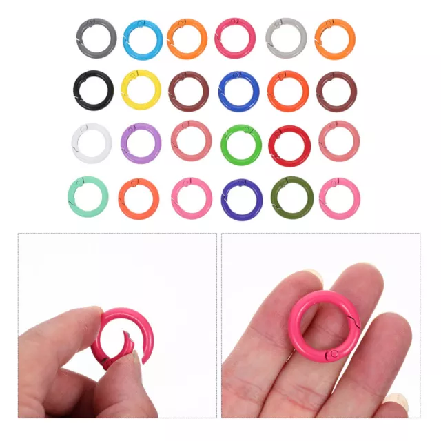 24Pcs Round Carabiner Clip Snap Hooks Key Rings Random Color Key Holder-HB