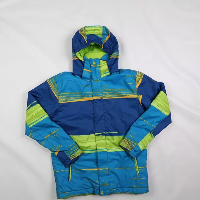 Boy's 16/XXL Quiksilver blue multi-color geometric print full zip ski jacket