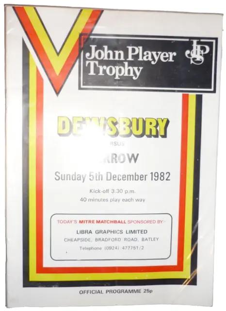 Dewsbury v Barrow 5th December 1982 John Player Trophy 1st Round @ Crown Flatt