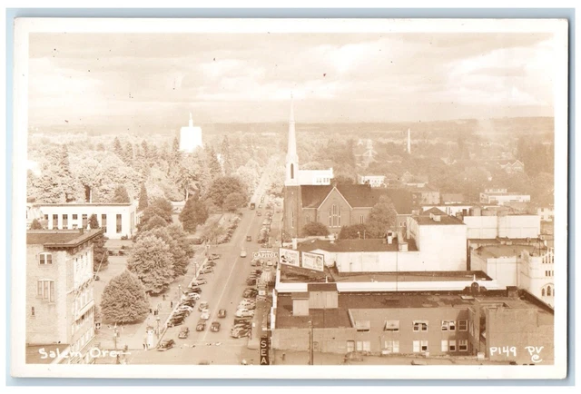c1920's Birds Eye View Church Street Salem Oregon OR RPPC Photo Postcard