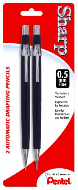 2 Pack Pentel Sharp Mechanical Pencil, 0.5mm, Black Barrels