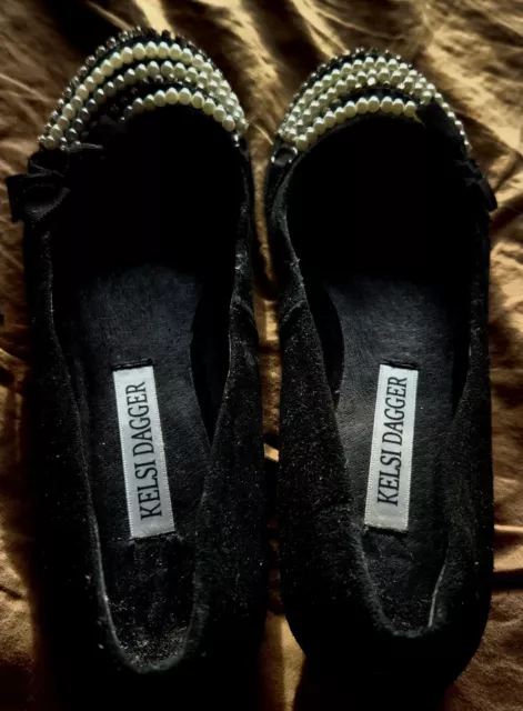 Kelsi Dagger Black Suede Flats 8