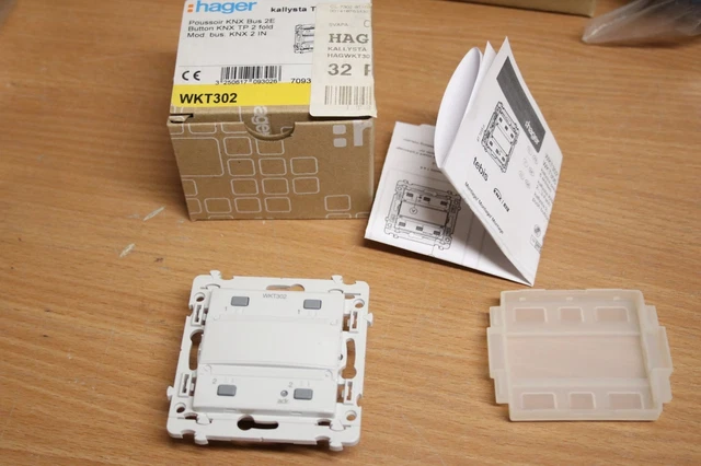 NEUF : HAGER WKT302 --> Bouton poussoir hager kallysta tebis - 2 touches knx