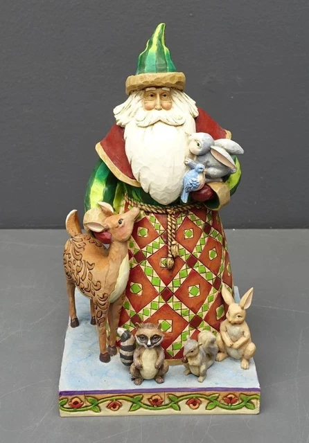 Jim Shore C4005275 Woodland Christmas Folk Santa Claus w/ Animals FIgurine New