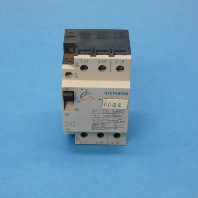 Siemens 3VU1300-1MH00 IEC Manual Motor Starter Protector 3 Pole 1.60-2.40 Amp