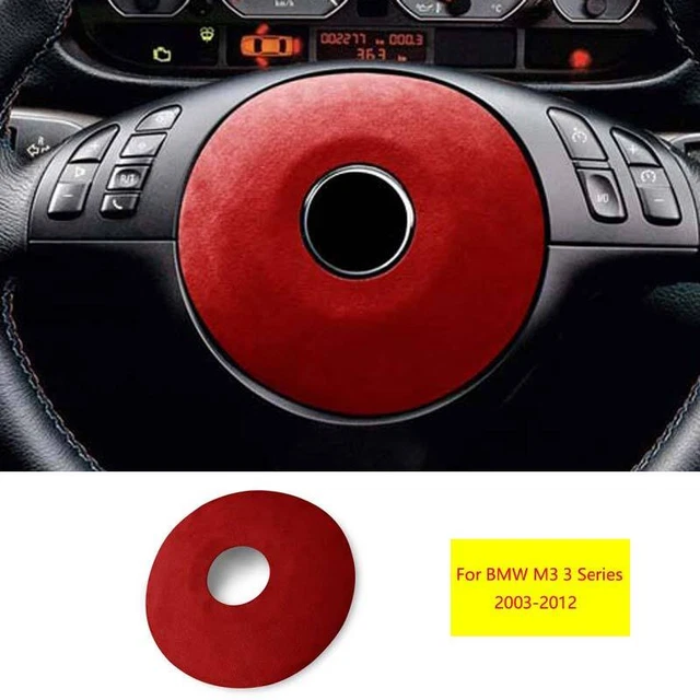 For BMW M3 3 Series 2005-2012 Suede Red Steering Wheel Cover Panel Frame Trim 1X