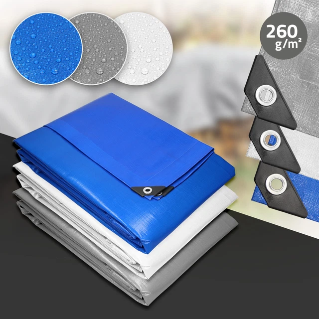 Bâche de Protection Imperméable à l'Eau avec Oeillets - 8x10m 80m² 180g
