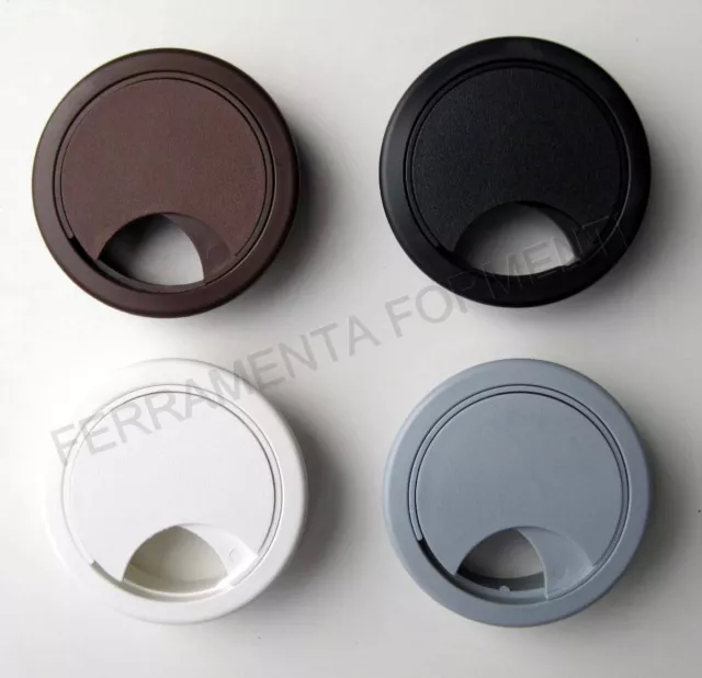 Passacavi per scrivania in plastica NERO per foro 60 mm tappo tavolo - 10 pezzi