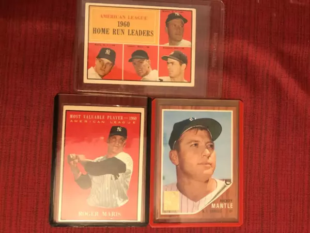 1960 Topps Home Run Leaders-Mantle, Maris, Lemon, Colavito #44, plus 2 more 1960 Topps Home Run Leaders-Mantle, Maris, Lemon, Colavito #44, plus 2 more
