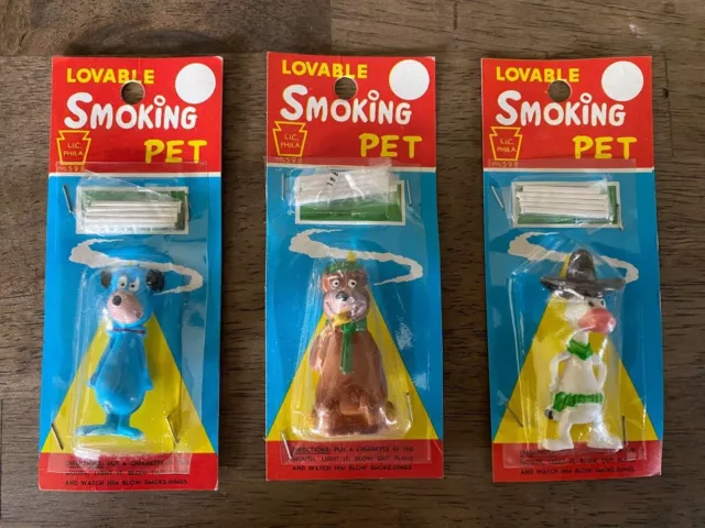 Hanna barbera Smoking Pets Yogi, Huckleberry Hound & Quick Draw McGraw set of 3