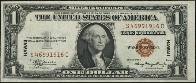 1935 A $1 One Dollar Hawaii Emergency Issue Silver Certificate Note Fr#2300