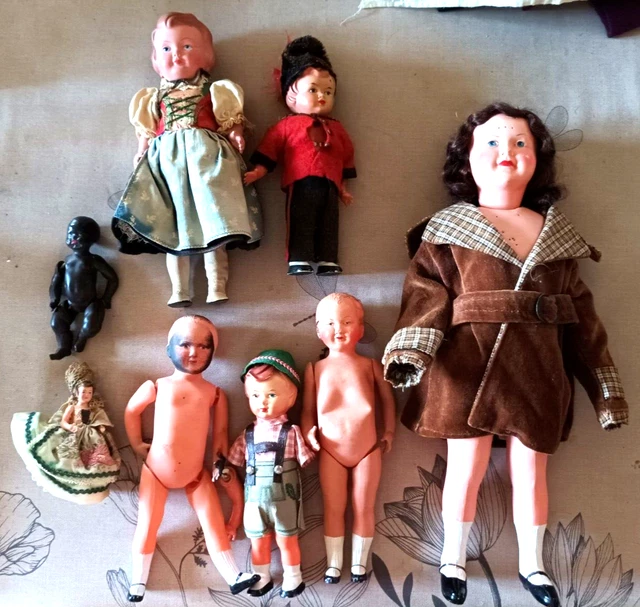 Lot de poupées anciennes en celluloid dont NANI de CONVERT PETITCOLLIN