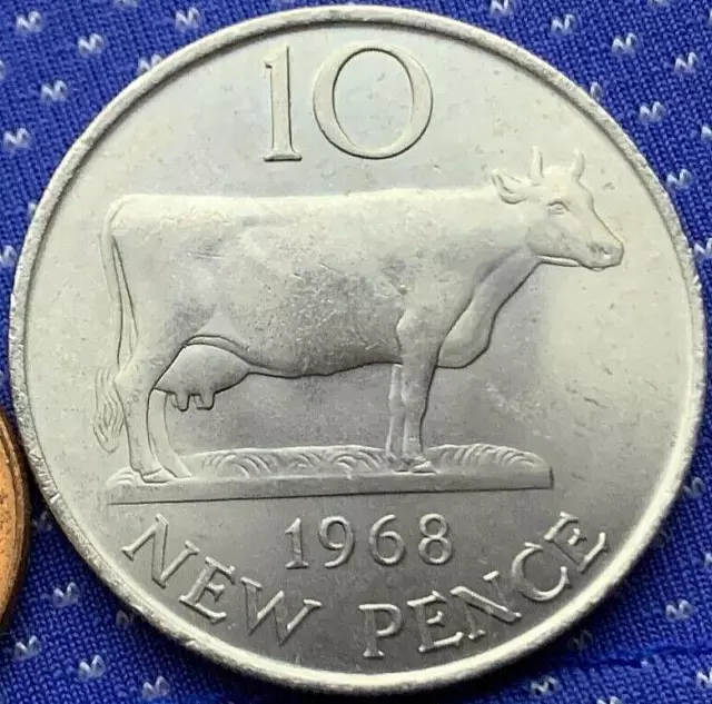 1968 Guernsey 10 New Pence BU UNC   ( 600K Minted )    #ZM13