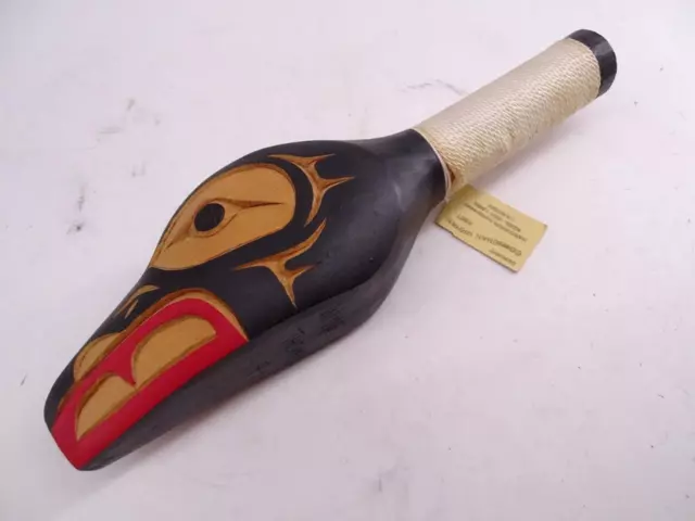 Native American Indian Northwest Wayne Thomas Raven Rattle Wood Carved 1994 Vtg Native American Indian Northwest Wayne Thomas Raven Rattle Wood Carved 1994 Vtg