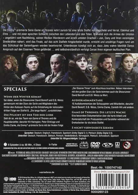 Game of Thrones - Die komplette Season/Staffel 8 # 4-DVD-BOX-NEU 2