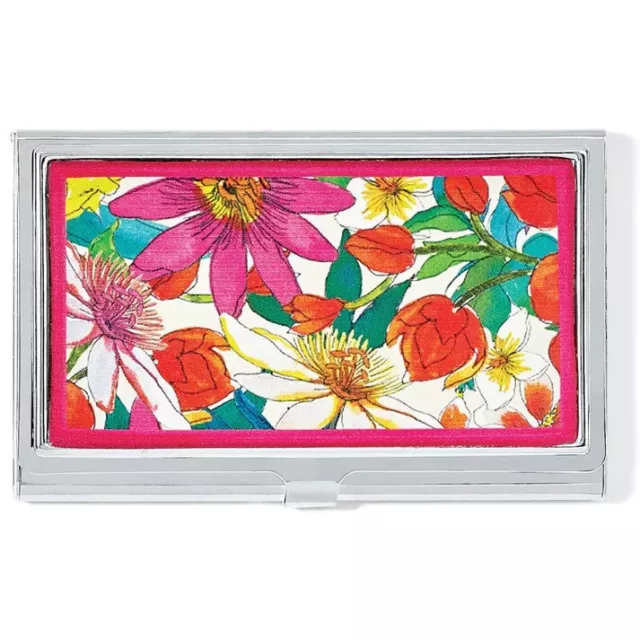 Brighton Paradise Garden Metal Leather Card Holder Silver Tone