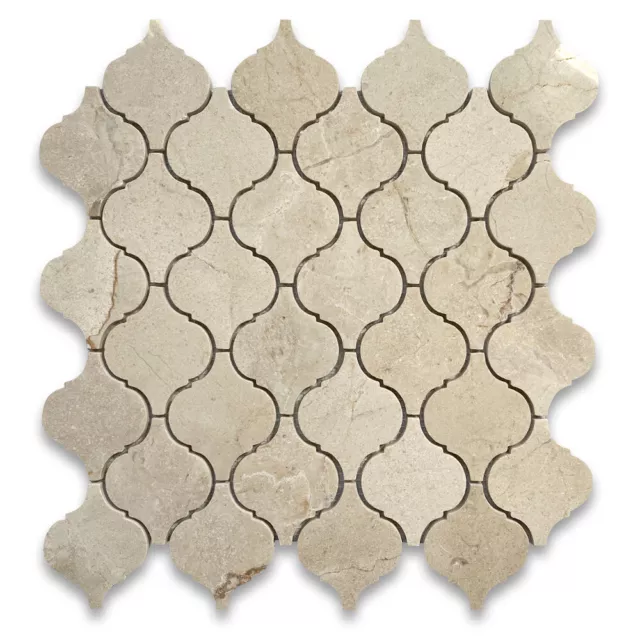 M892XP Crema Marfil Marble Medium Lantern Arabesque Mosaic Tile Polished