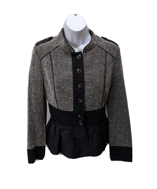Anthropologie Daughters of the Liberation Herringbone Peplum Jacket Blazer Sz 8P