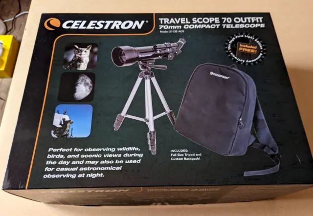 Kit de telescopio refractor portátil Celeston Travel Scope 70 - negro + carta estelar