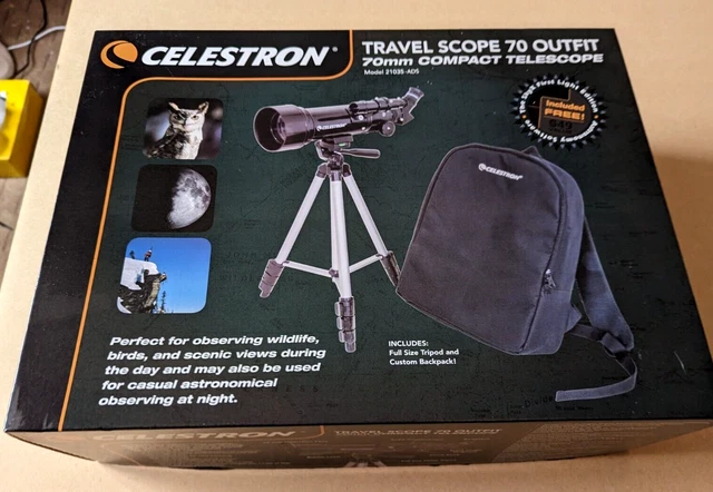 Kit de telescopio refractor portátil Celeston Travel Scope 70 - negro + carta estelar