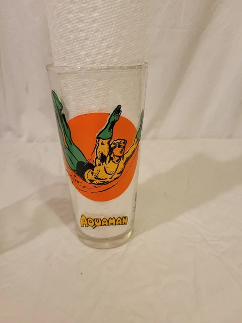 Vintage AQUAMAN 1976 DC Comics Pepsi Super Series Glass MINT