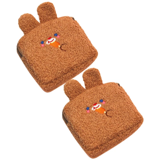 2 Pcs joli porte-monnaie porte serviettes hygiéniques En Peluche Grande Capac