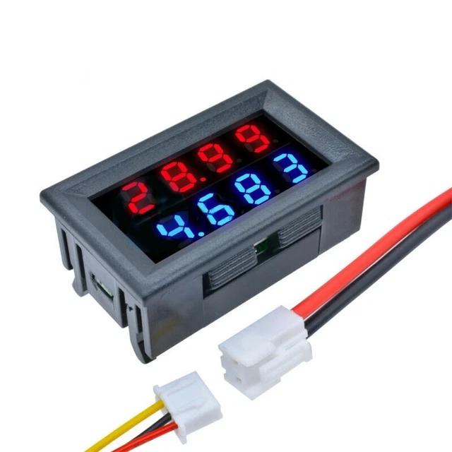 Versatile 4Bit Digital DC Voltmeter Ammeter Blue+Red LED Amp Dual Meter