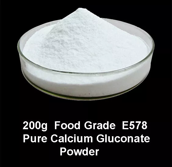 200g   Food Grade Pure Calcium Gluconate  Powder  E578 ,  Vegan, vegetarian