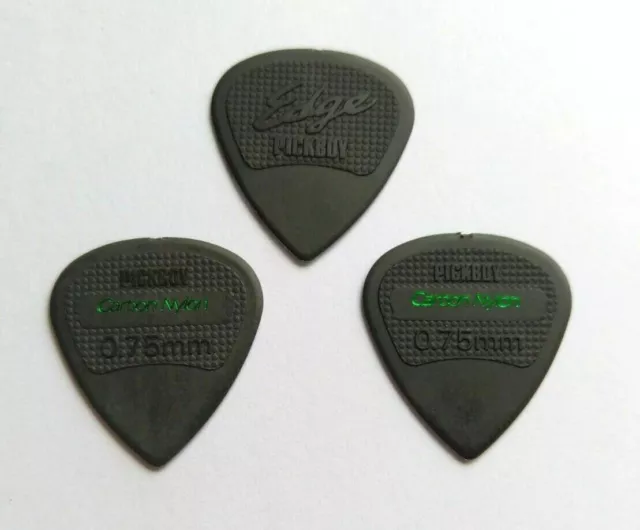 3 Pickboy Edge Carbon Nylon Picks Black, 0,75 MM