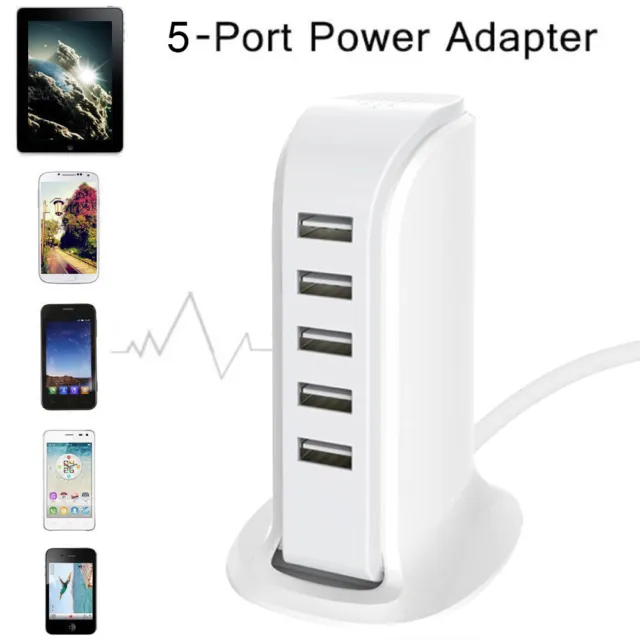 5 Port USB Charger Multi USB Charging Station Dock Desktop Universal US Plug