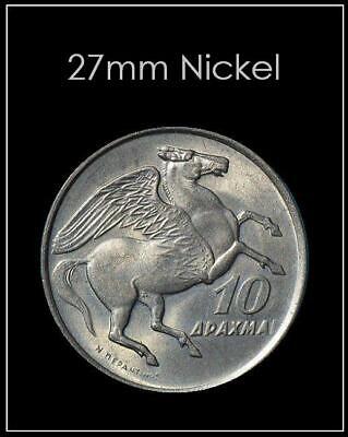 Greece 10 Drachma Coin - Greek Pegasus 1973 vintage authentic nickel - NEAR MINT