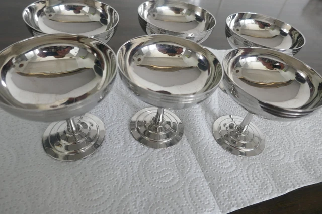 Coupes à Glace Letang Remy Vintage Années 1970 - Inox 8/10 Argenté Brillant