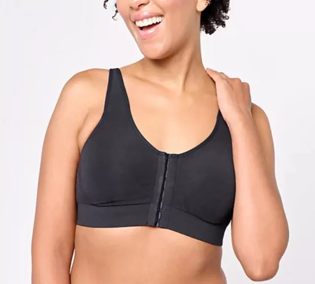 Cuddl Duds Intimates Modal Seamless Front Hook Wirefree Bra Black 1X A604601