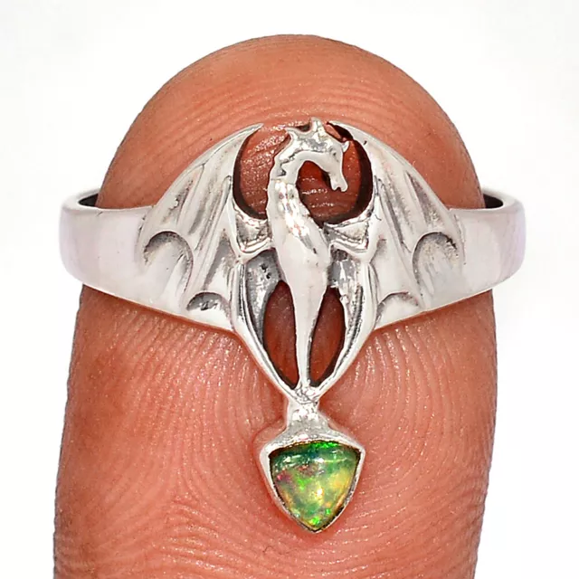 DRAGON - NATURAL Ethiopian Opal 925 Sterling Silver Ring Jewelry s.9 ...