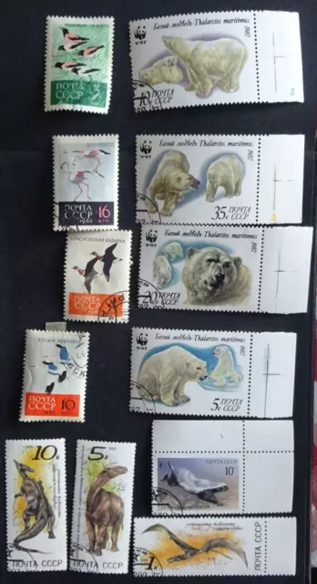 12 stamps USSR 1962,1980s. Fauna. Birds
