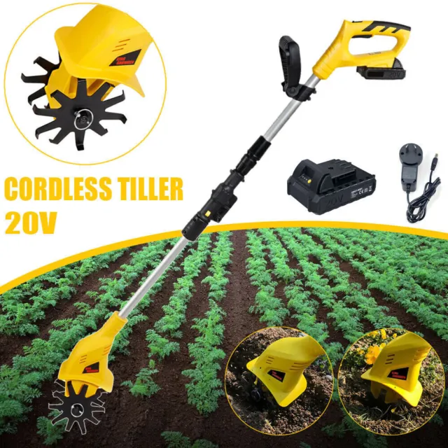 Mini Cordless Tiller Garden Electric Handheld Cultivator Rotovator Hoe & Battery