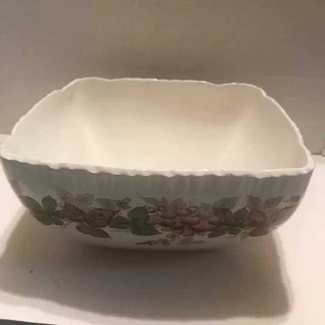 Wedgwood Wildbriar Large Square Salad Serving Bowl Brown Pink