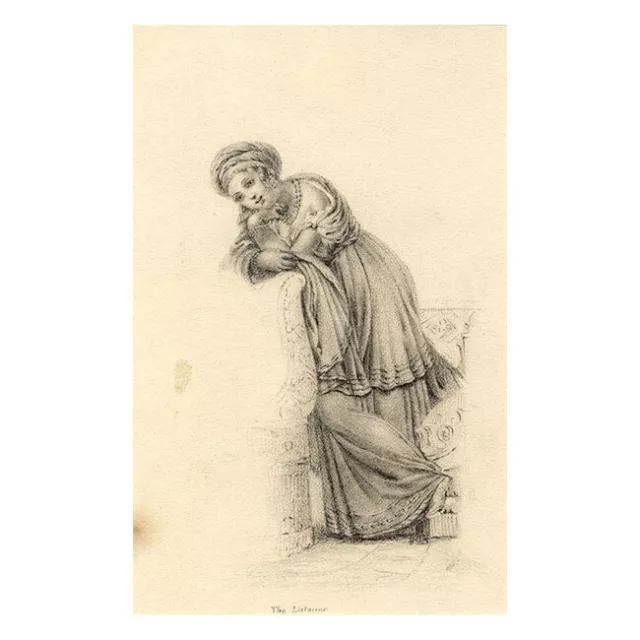 The Listener, Orientalist Portrait – early 19th-century graphite drawing