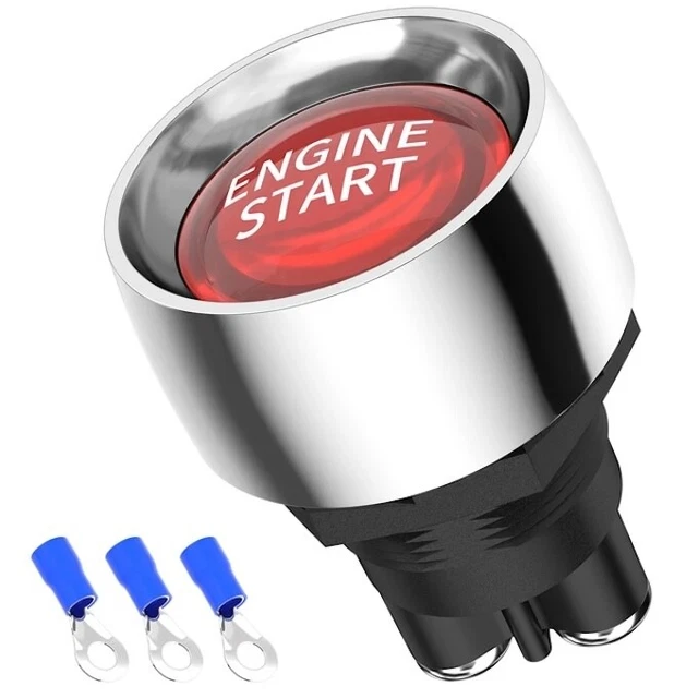 Bouton Poussoir Démarrage Sans Clé 12V OTOTEC - Pour Voiture, SUV, Camion, Avec LED (Diamètre 40.8mm) - 10