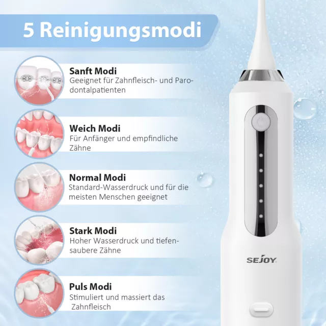 SEJOY Munddusche Kabellos Zahnreinigung Wasser Flosser 5 Modi Oral Irrigator 2