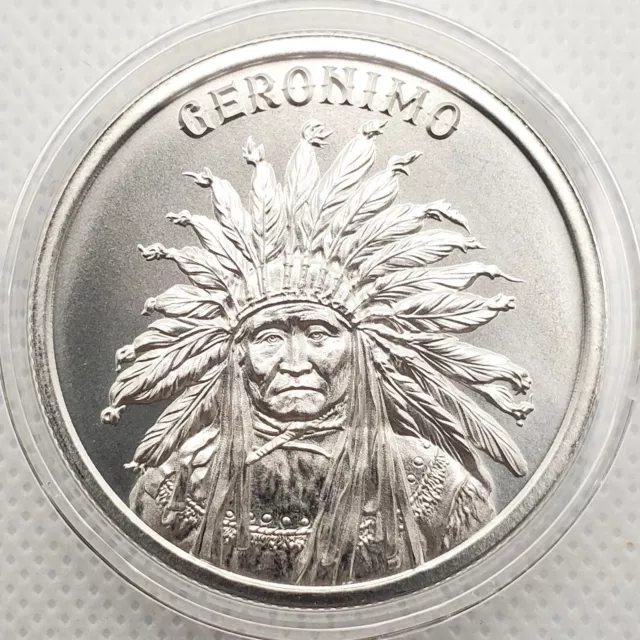 Geronimo 1 oz .999 silver Native Wild West Legend Apache Gun colt 45 Sioux